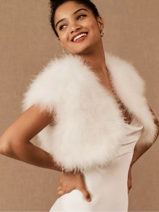 Jackets & Blazers - Ivory White Ostrich Feathered Bolero Jacket - Formal Womens